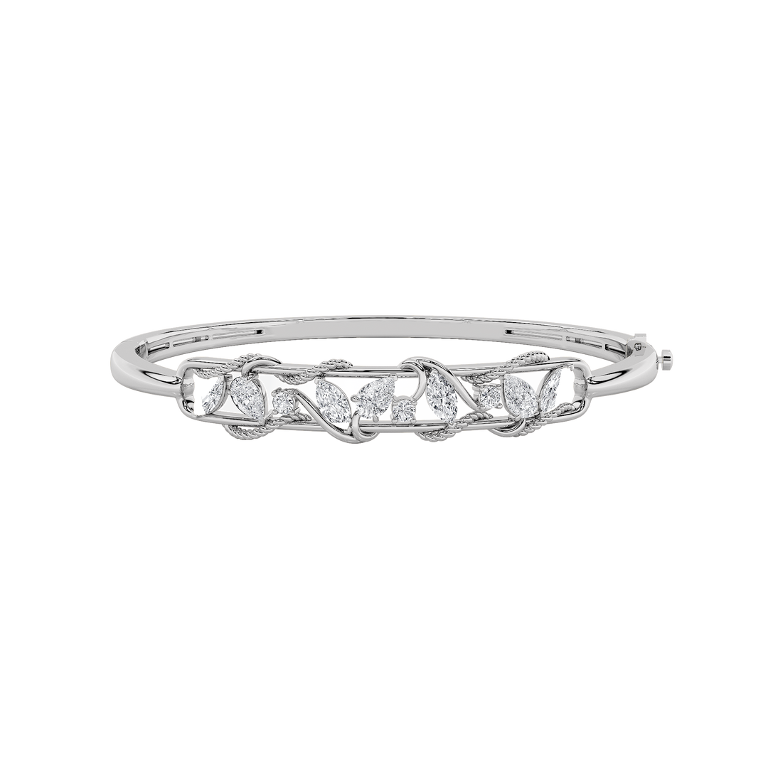 14KW 3ct Lab Diamond Contemporary Bangle Bracelet
