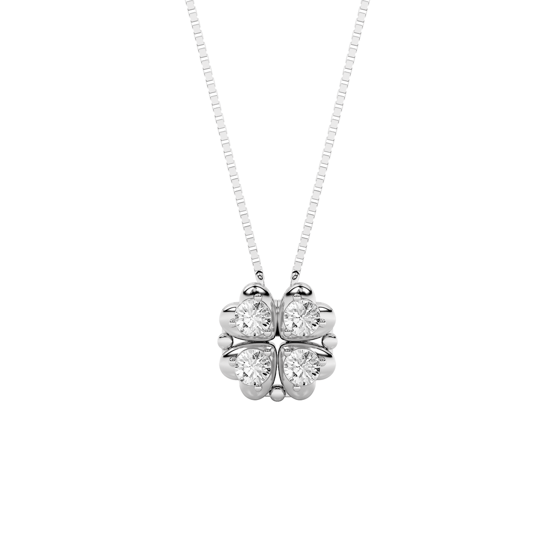 14KW 1ct Lab Diamond Cluster Pendant Necklace