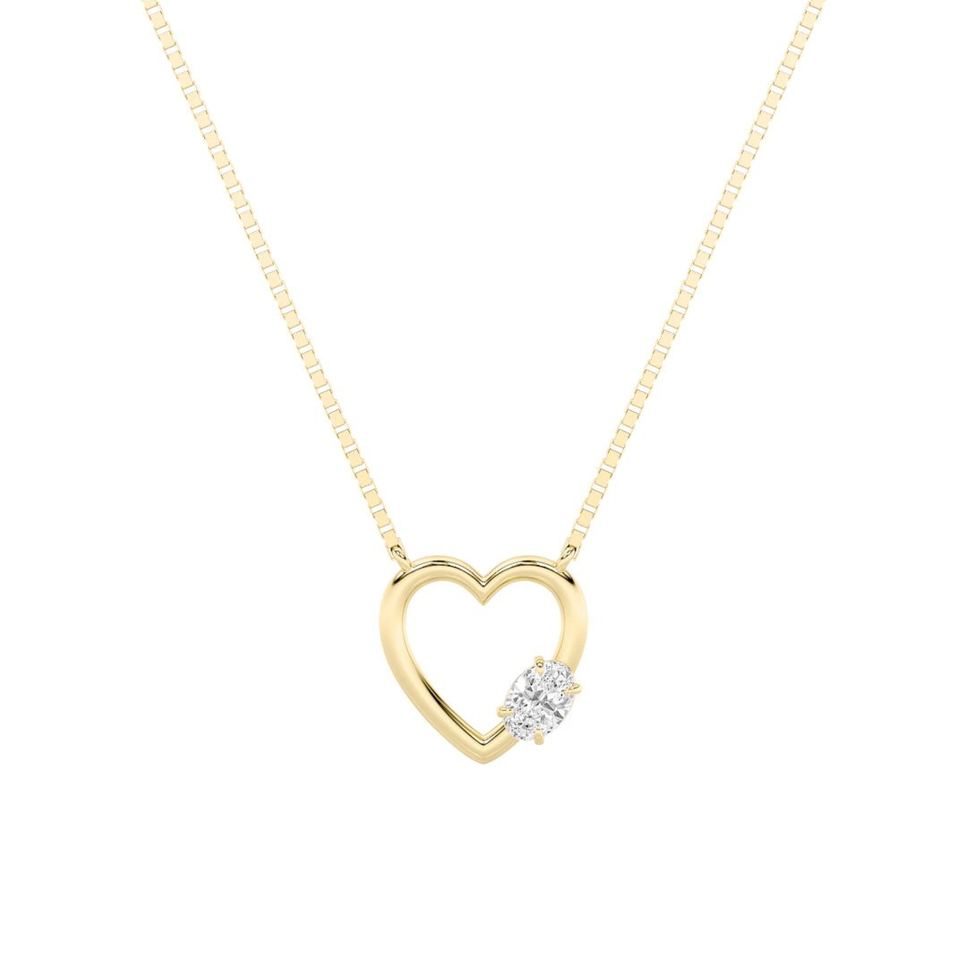 14KY 0.5ct Lab Diamond Oval Solitaire Pendant