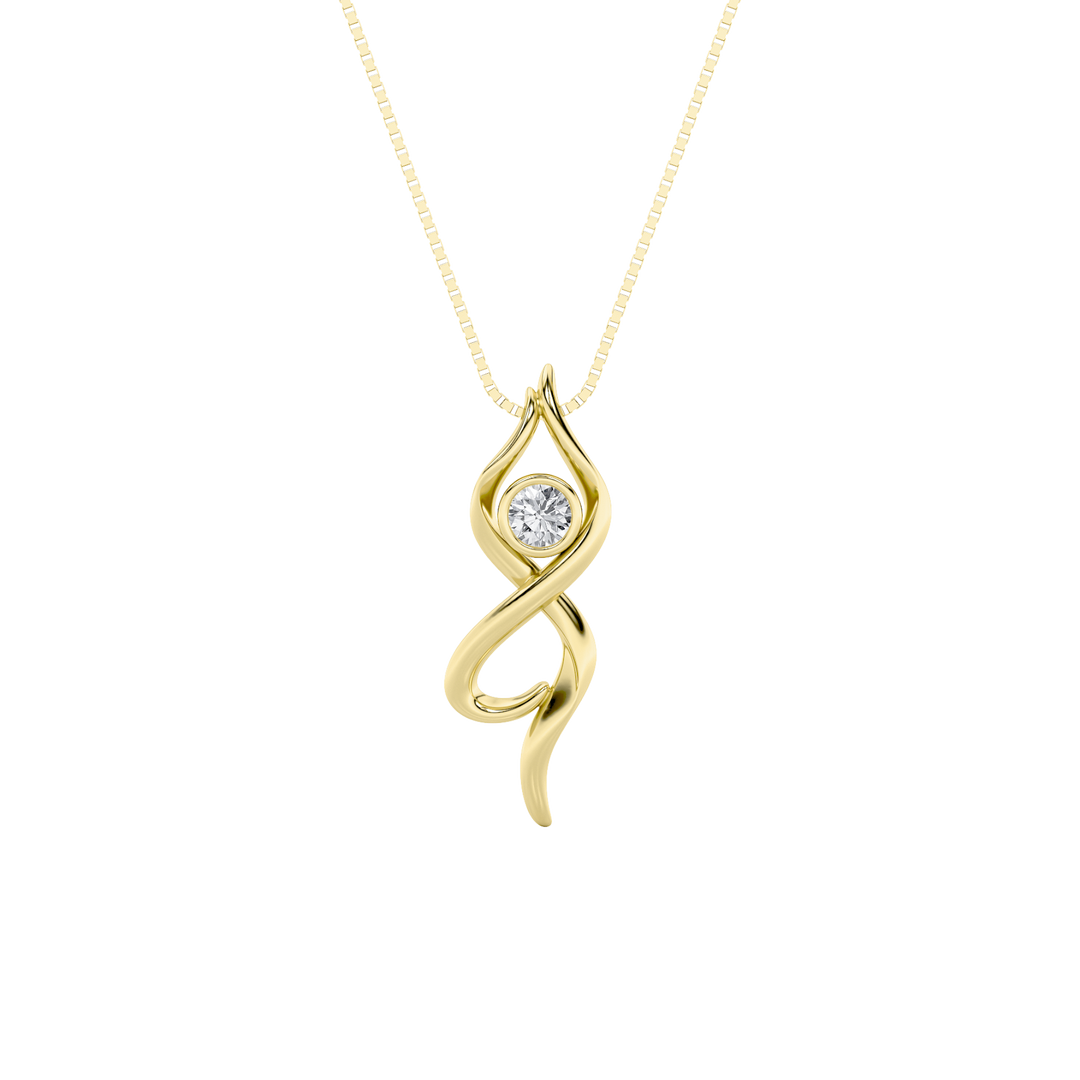 14KY Lab Diamond Pendant 0.20ct F+VS+ Contemporary Design