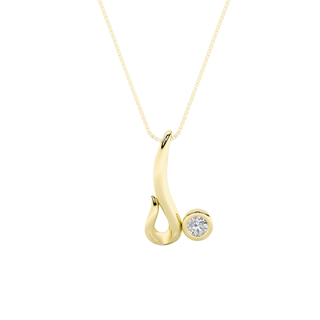 14KY Lab Diamond Pendant 0.20ct F+VS+ Contemporary Design