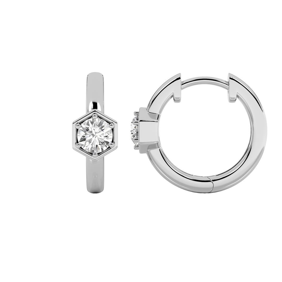 14KW 0.5ctw Lab Diamond Huggie Earrings