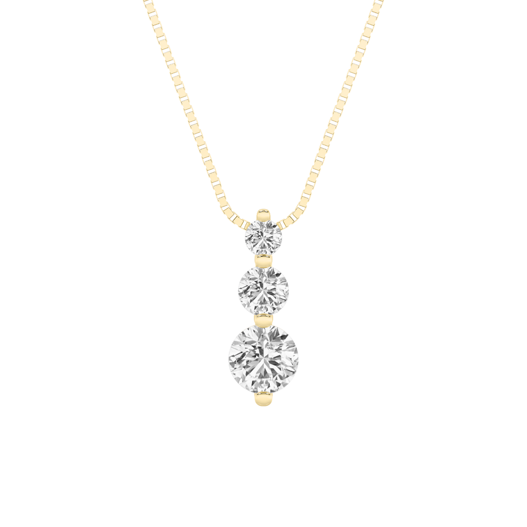 14KY 0.75ct Lab Diamond Three-Stone Pendant