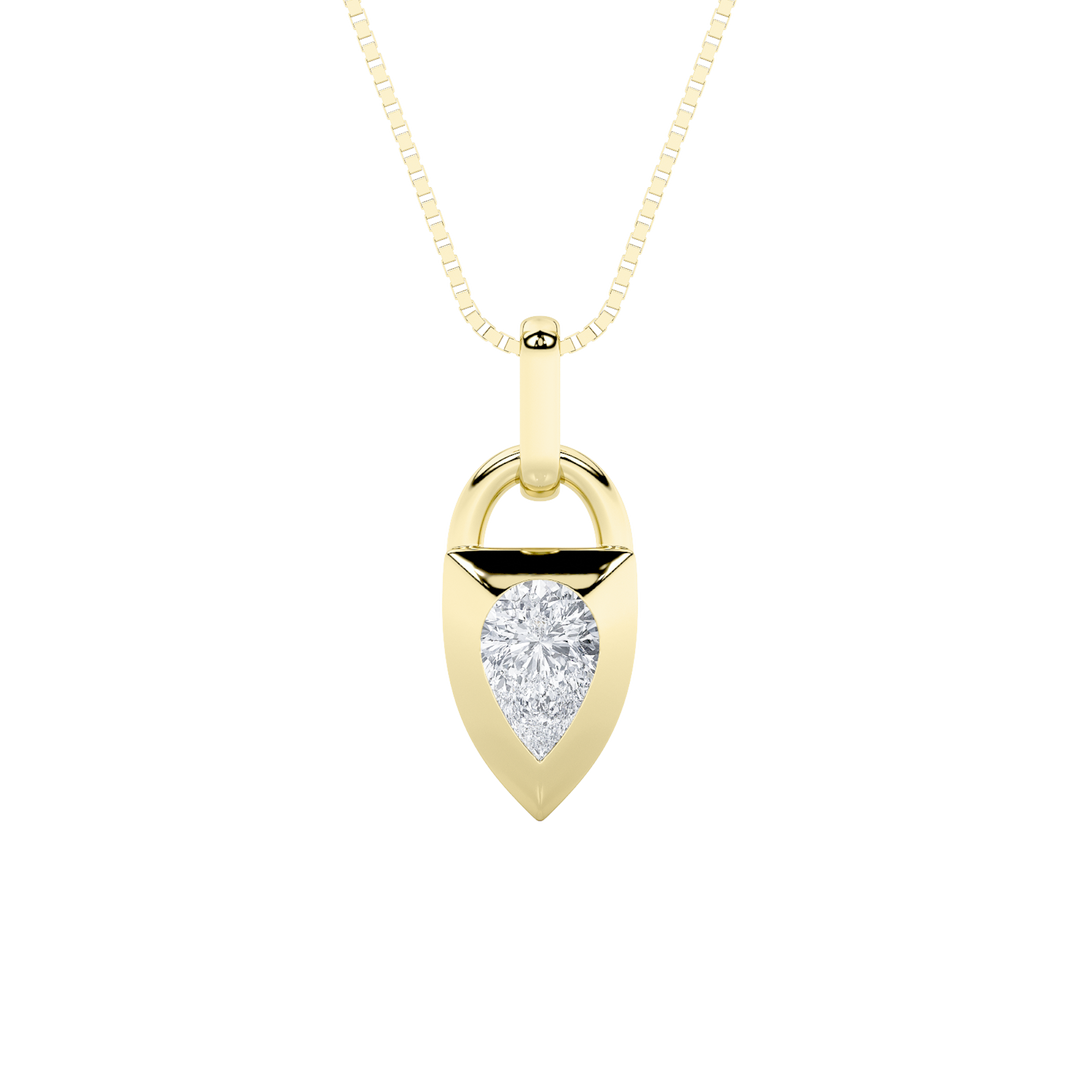 14K Yellow Gold 0.5ct Lab Diamond Solitaire Pendant