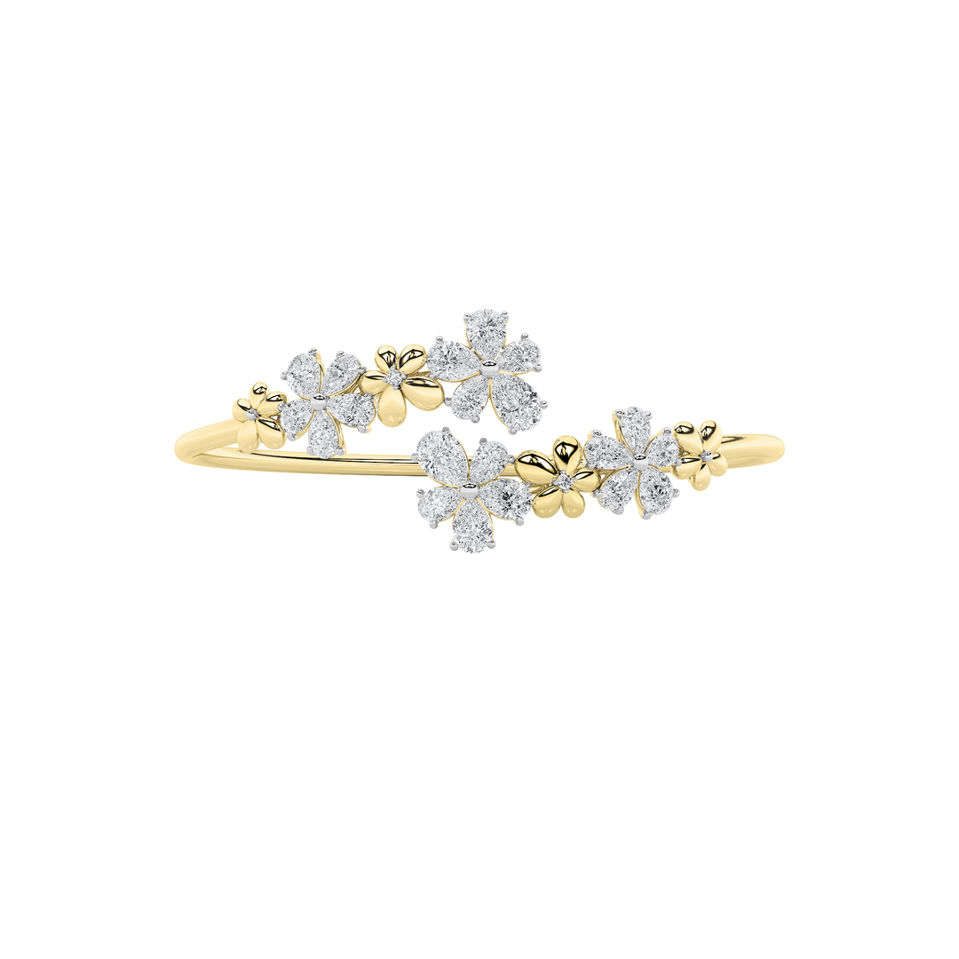 14KY 5.5ct Lab Diamond Cluster Bangle Bracelet