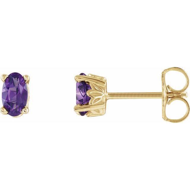 Oval 4-Prong Scroll Setting® Stud Earrings