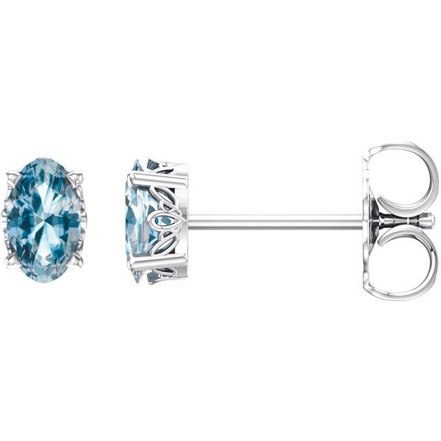 Oval 4-Prong Scroll Setting® Stud Earrings