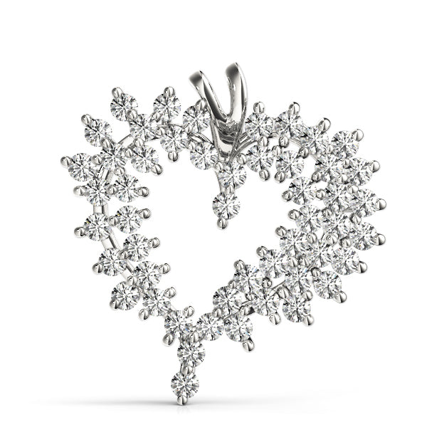 White Platinum 2.00ctw Lab Diamond Heart Pendant