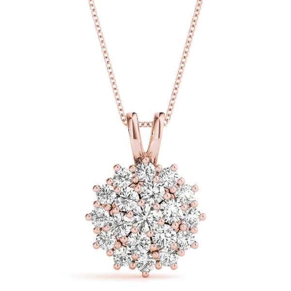 18K Rose Gold Lab Diamond Cluster Pendant