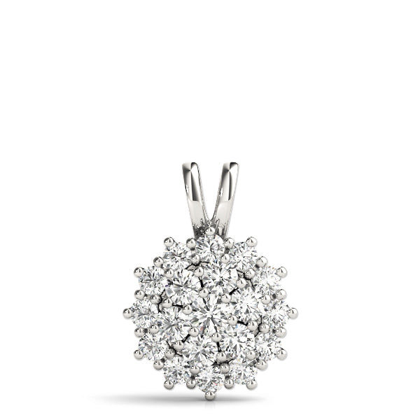Platinum White Diamond Cluster Pendant