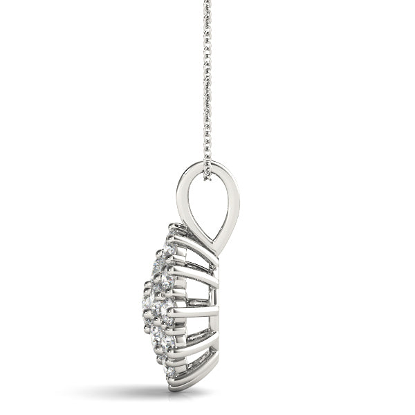 White Gold Lab Diamond Cluster Pendant