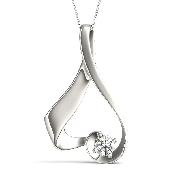 18K White Gold Diamond Solitaire Pendant