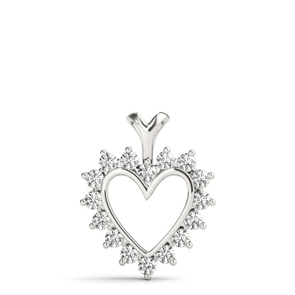 White Gold Diamond Heart Pendant | 16 Stones