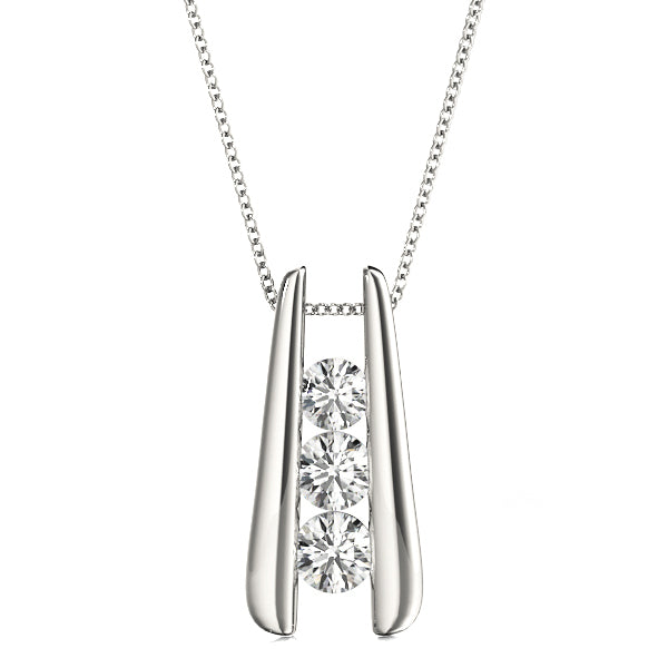 14K White Gold Lab Diamond 3-Stone Pendant 0.5ctw
