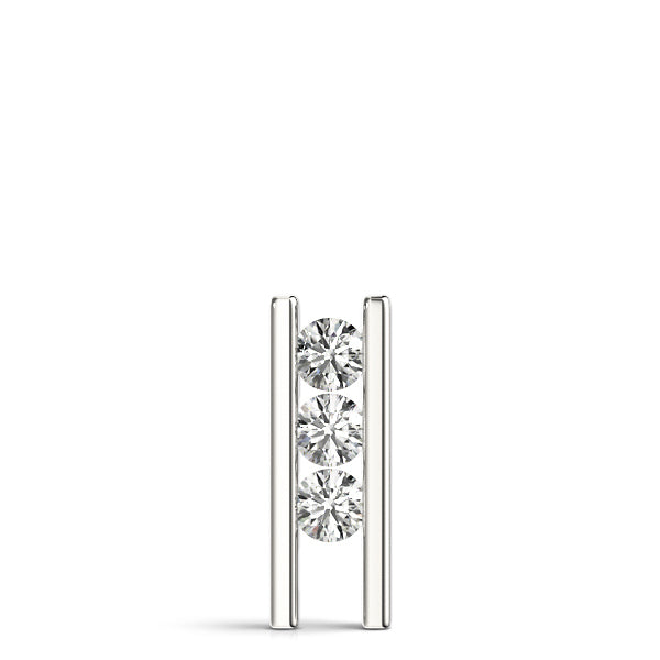 14K White Gold 3-Stone Diamond Pendant