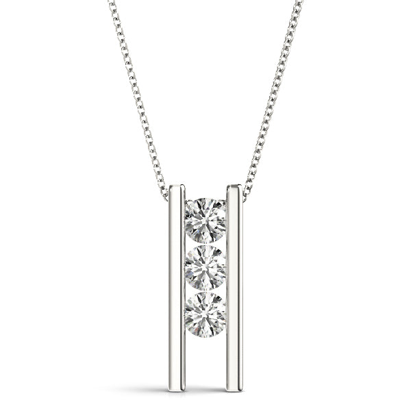 White Platinum 3-Stone Lab Diamond Pendant