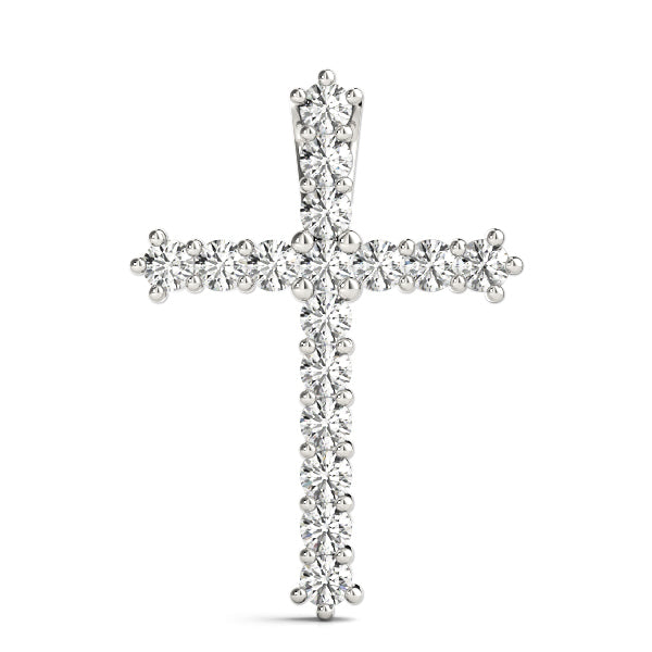 18K White Gold Diamond Religious Cross Pendant