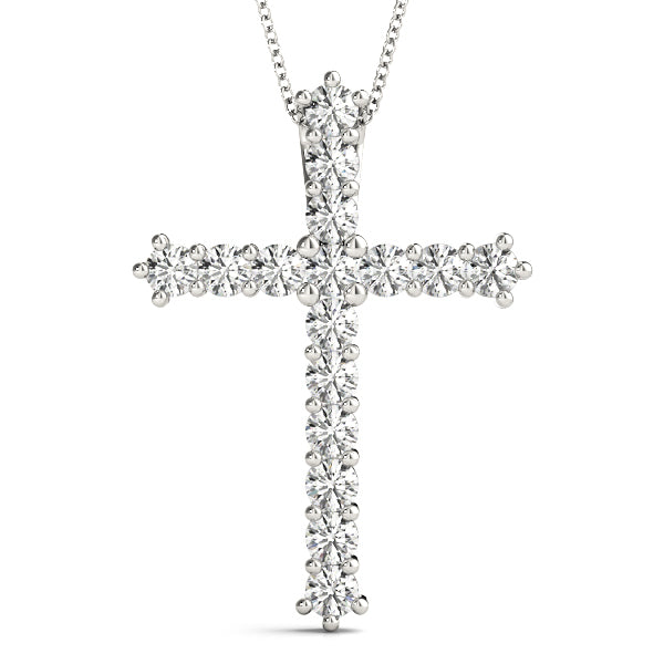14K White Gold Diamond Cross Pendant Jewelry