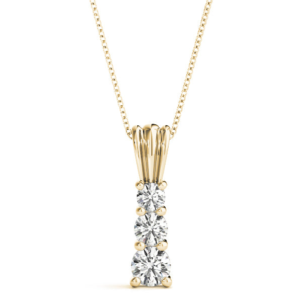 14K Yellow Gold Lab Diamond 3-Stone Pendant