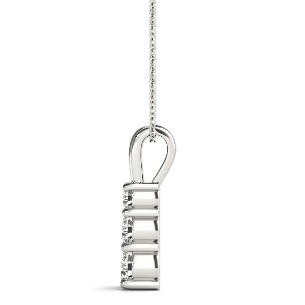 Lab Diamond 3-Stone 18K White Gold Pendant
