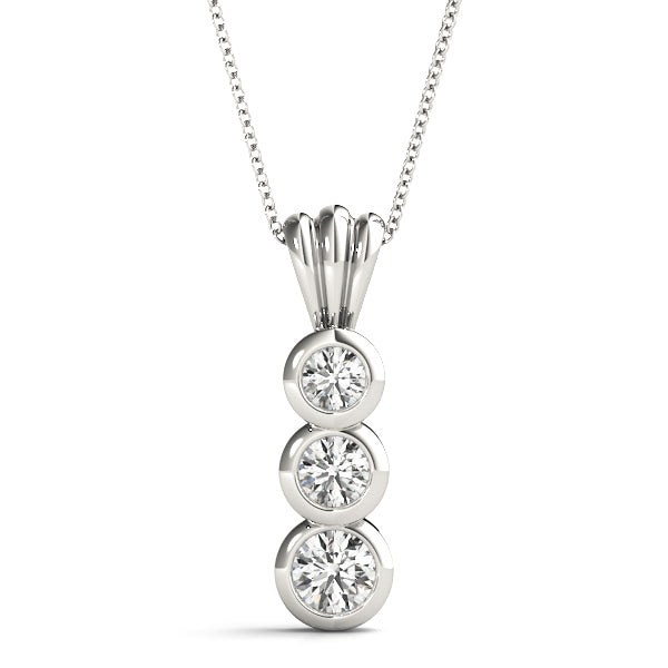 14K White Gold Lab Diamond 3-Stone Pendant