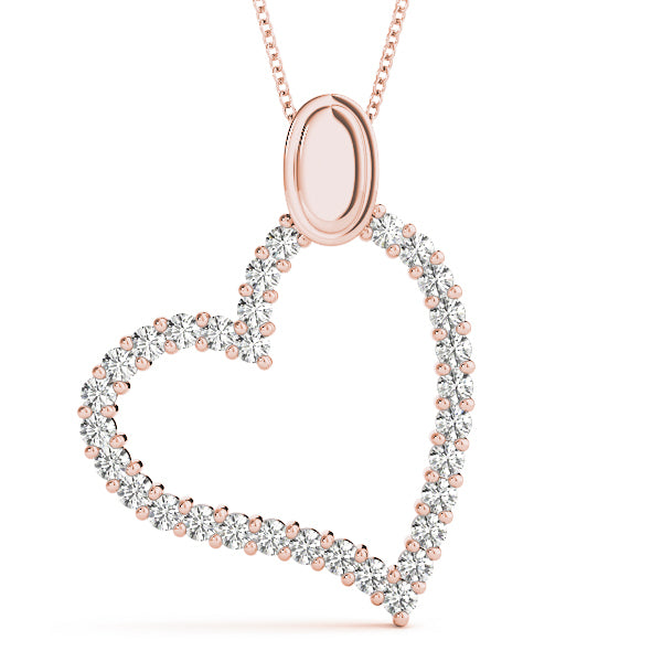 14K Rose Gold Multi-Diamond Heart Pendant