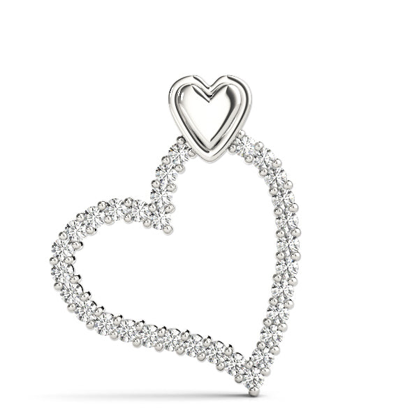 14K White Gold Diamond Heart Pendant