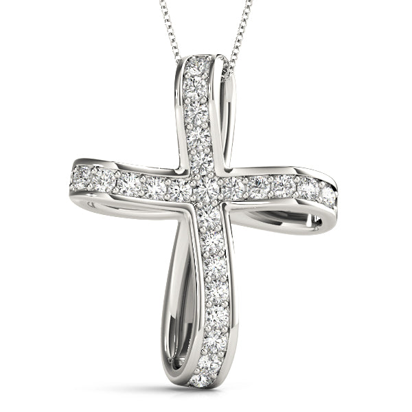 Platinum Diamond Religious Cross Pendant