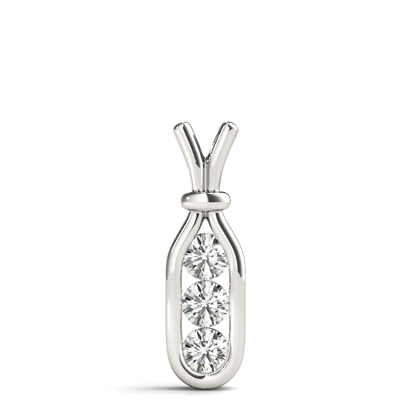 White Platinum 3-Stone Lab Diamond Pendant