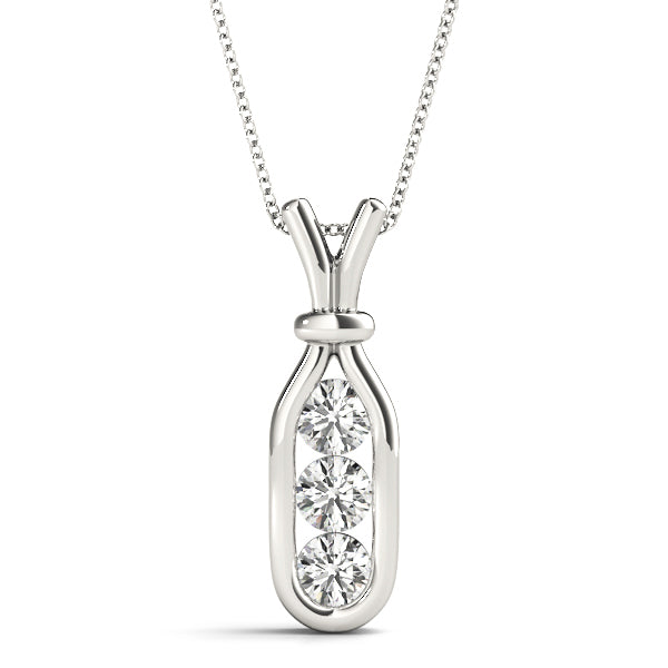 14K White Gold Lab Diamond 3-Stone Pendant