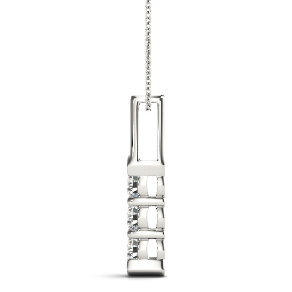 14K White Gold Diamond 3-Stone Pendant