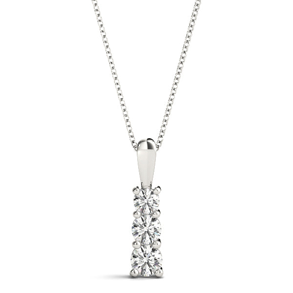 14K White Gold Lab Diamond 3-Stone Pendant