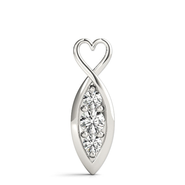 14K White Gold Lab Diamond 3-Stone Pendant