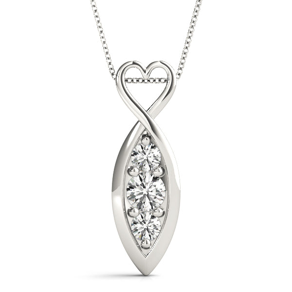 White Platinum 3-Stone Diamond Pendant