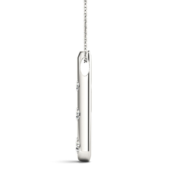18K White Gold Round Diamond 3-Stone Pendant