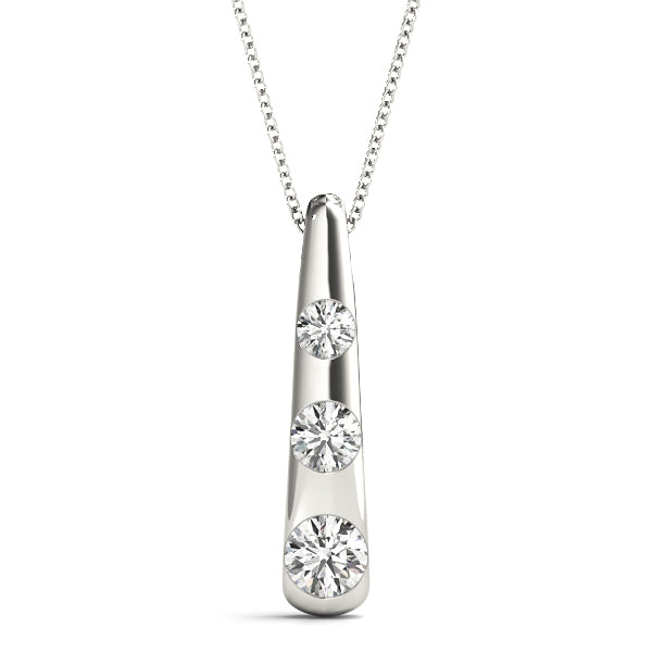 3-Stone White Platinum Diamond Pendant