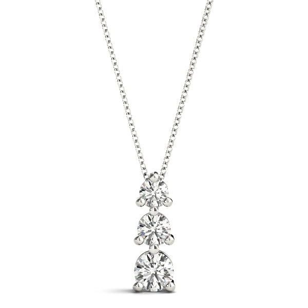 White Platinum 3-Stone Diamond Pendant