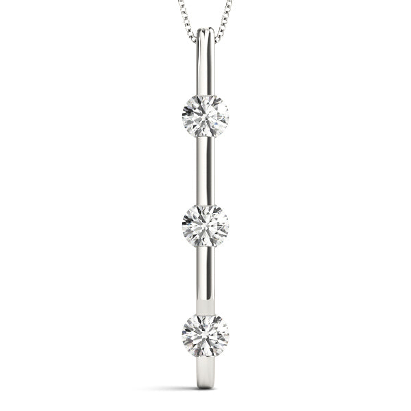 White Platinum 3-Stone Lab Diamond Pendant