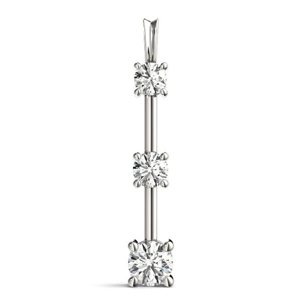 18K White Gold Round Diamond 3-Stone Pendant