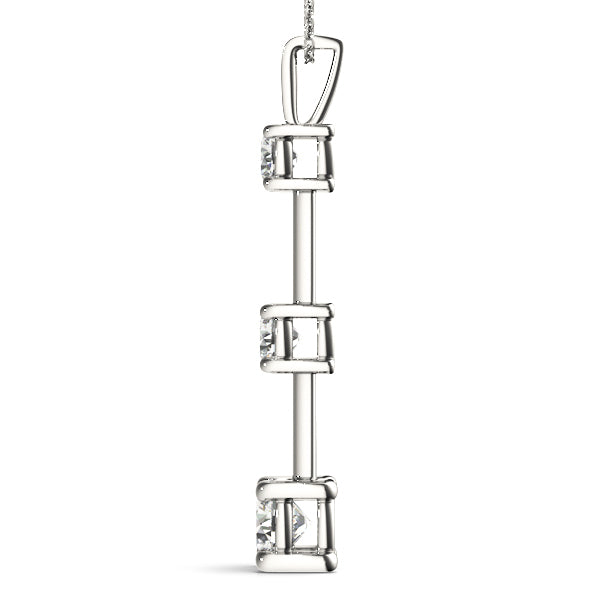 White Platinum 3-Stone Lab Diamond Pendant 0.45ctw