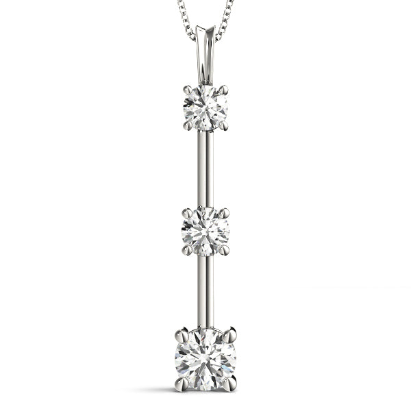 14K White Gold 0.45ctw Lab Diamond 3-Stone Pendant