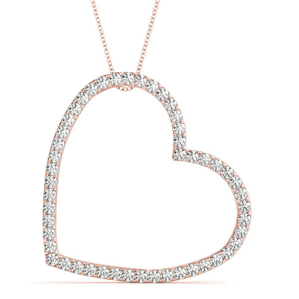18K Rose Gold Multi-Diamond Heart Pendant