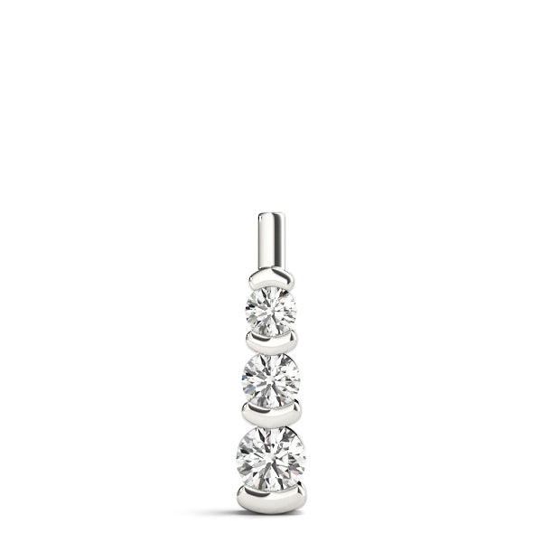 14K White Gold Lab Diamond 3-Stone Pendant 0.5ctw