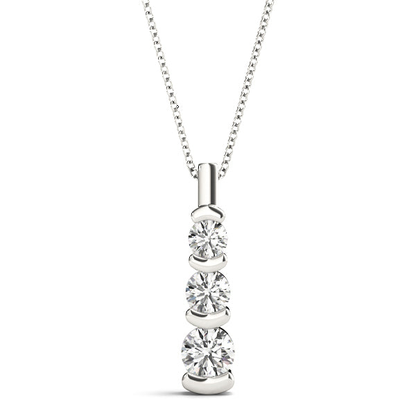 18K White Gold Lab Diamond 3-Stone Pendant 0.5ctw