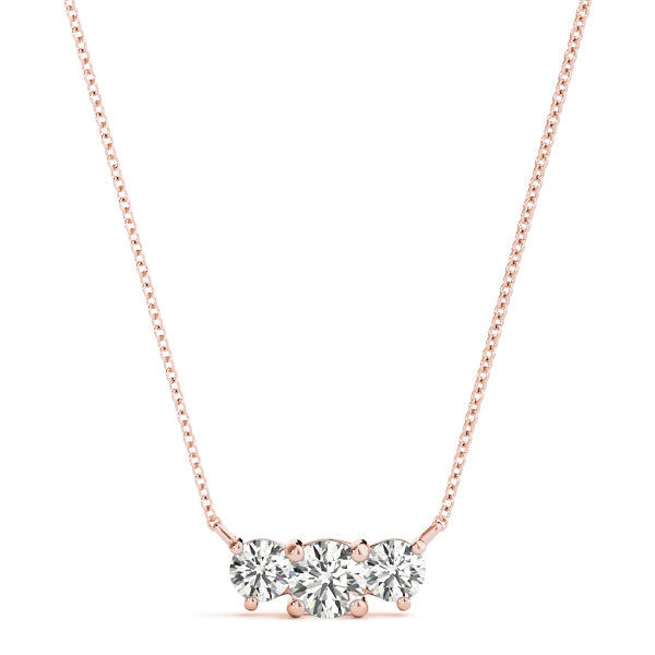 14K Rose Gold 3-Stone Diamond Pendant