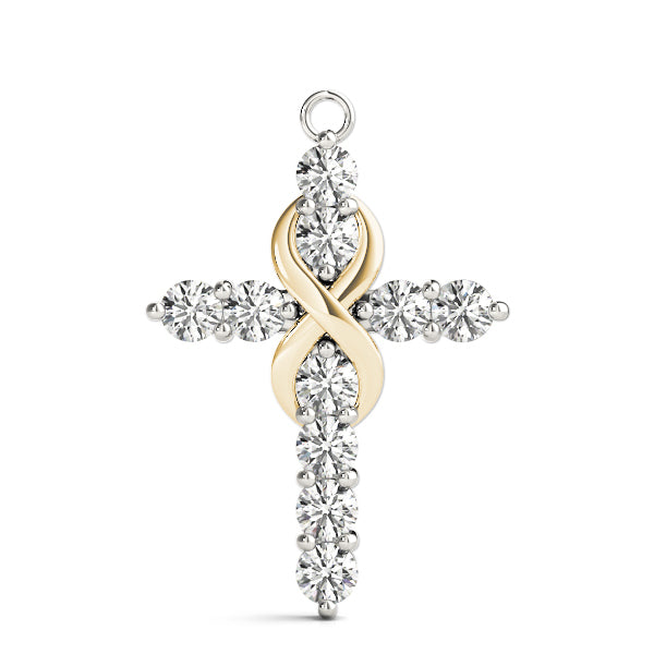 18K Yellow Gold Diamond Cross Pendant