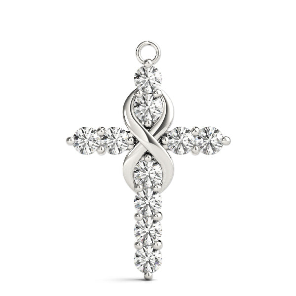 Diamond Religious Cross Pendant - 14K White Gold