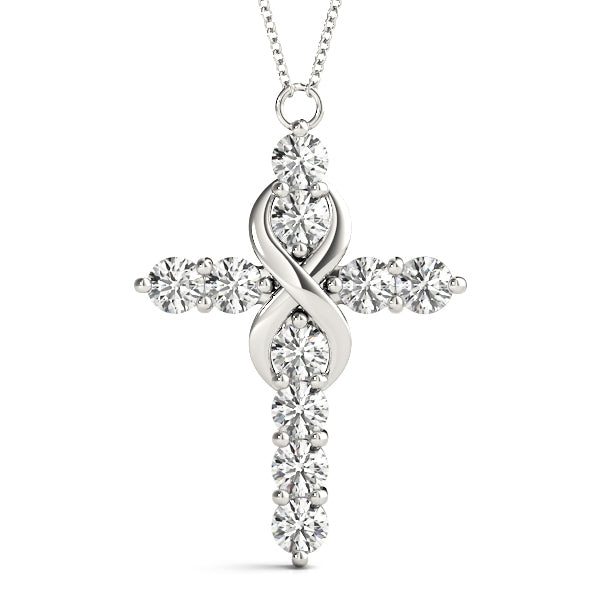 White Gold Diamond Cross Pendant | Religious Jewelry