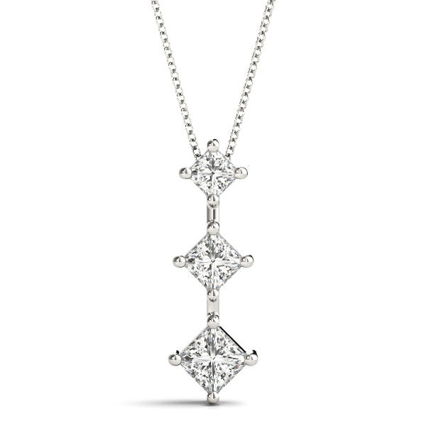 14K White Gold Lab Diamond 3-Stone Pendant
