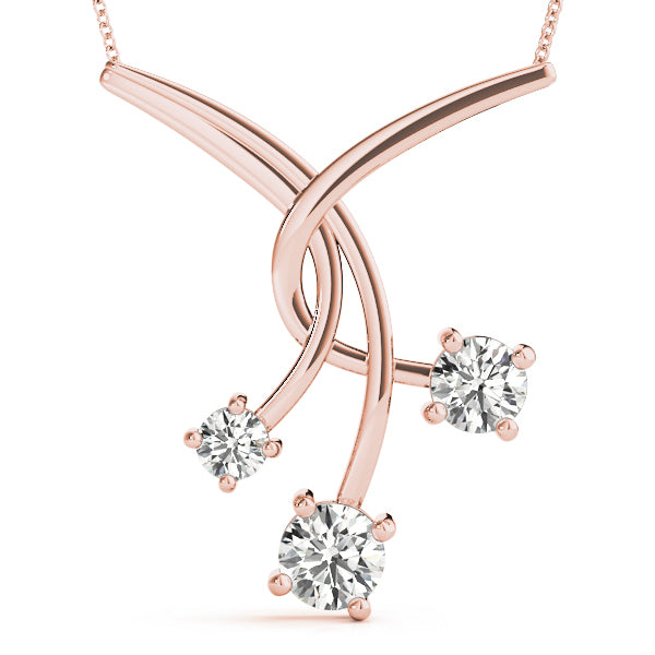 Lab Diamond 3-Stone Rose Gold Pendant 0.50ctw